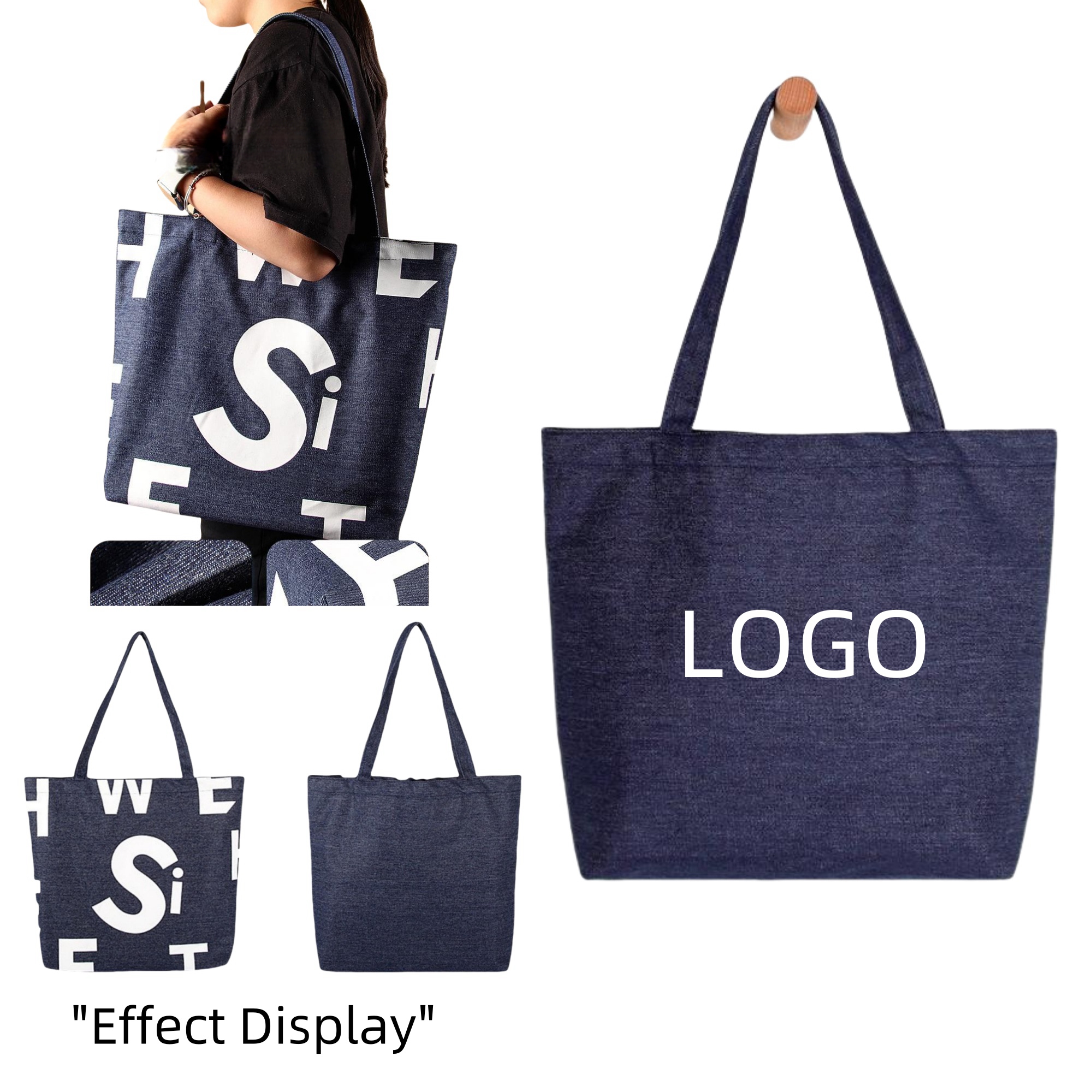Simple Denim Bag, custom tote bag with logo imprint 2
