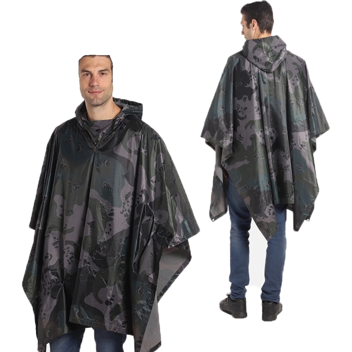 Ponchos Rain Coat With Drawstring Hood 3
