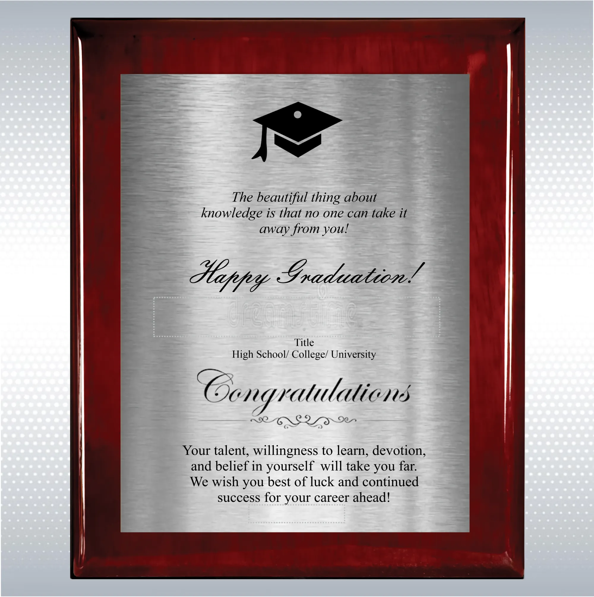 Rosewood Piano Graduation Gift Plaque 10