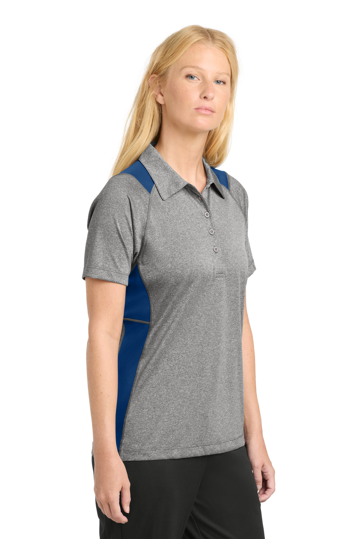 Sport-Tek Women's Heather Colorblock Contender Polo. LST665 64