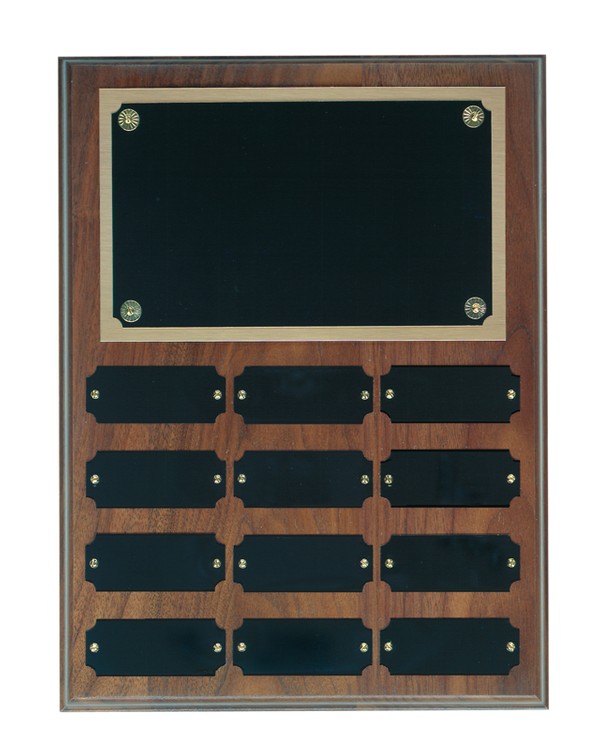 12 Plate Genuine Walnut Step Edge Perpetual Plaques 2