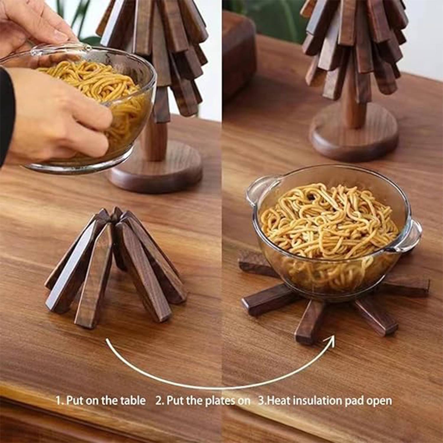 Christmas Tree Shape Black Walnut Heat Insulation Pad 3