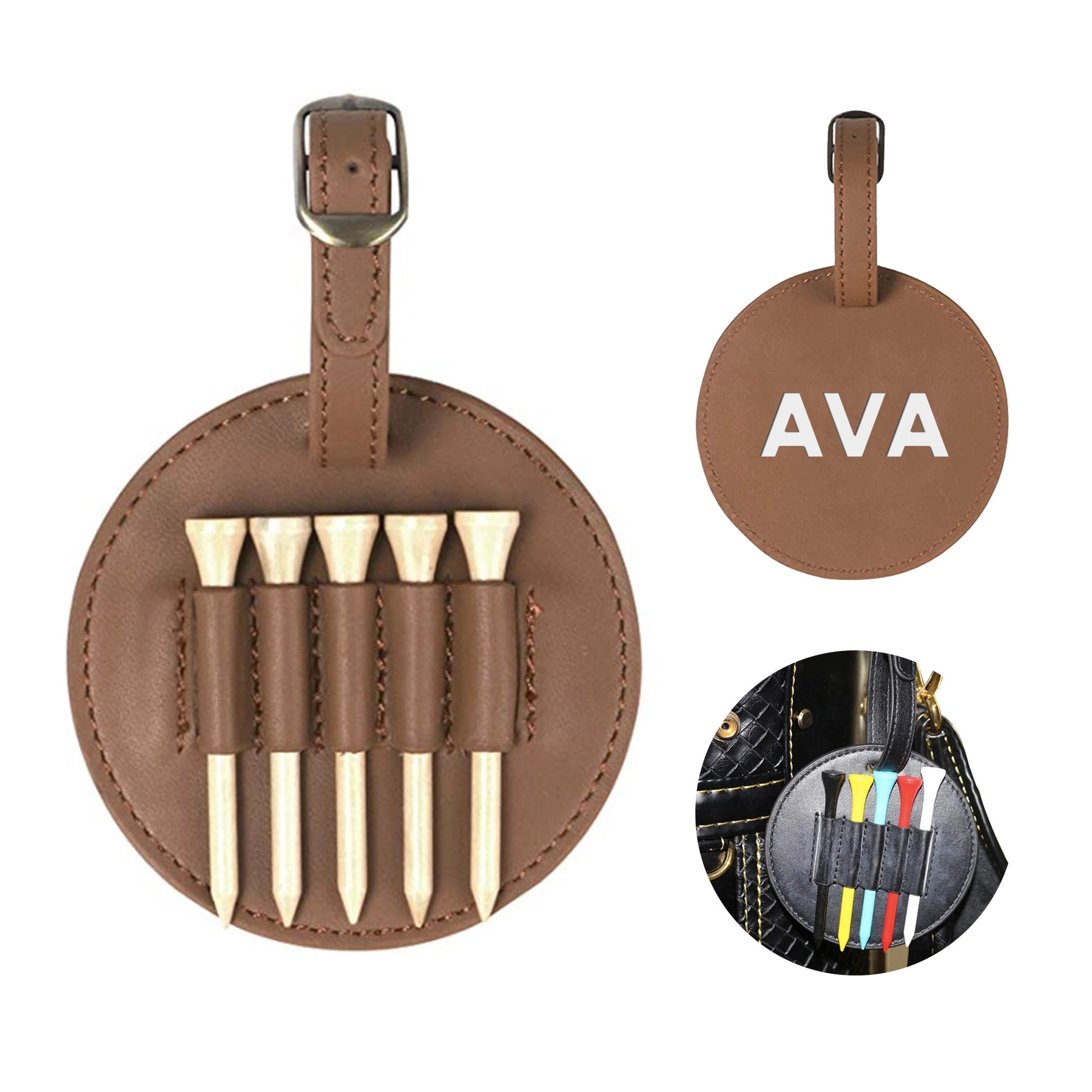 PU Leather Golf Tees Case 3