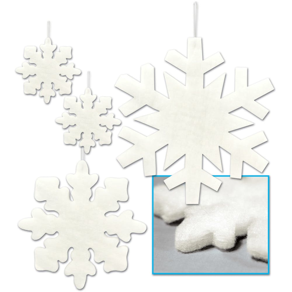Fluffy Snowflake Decorations - Assorted 1