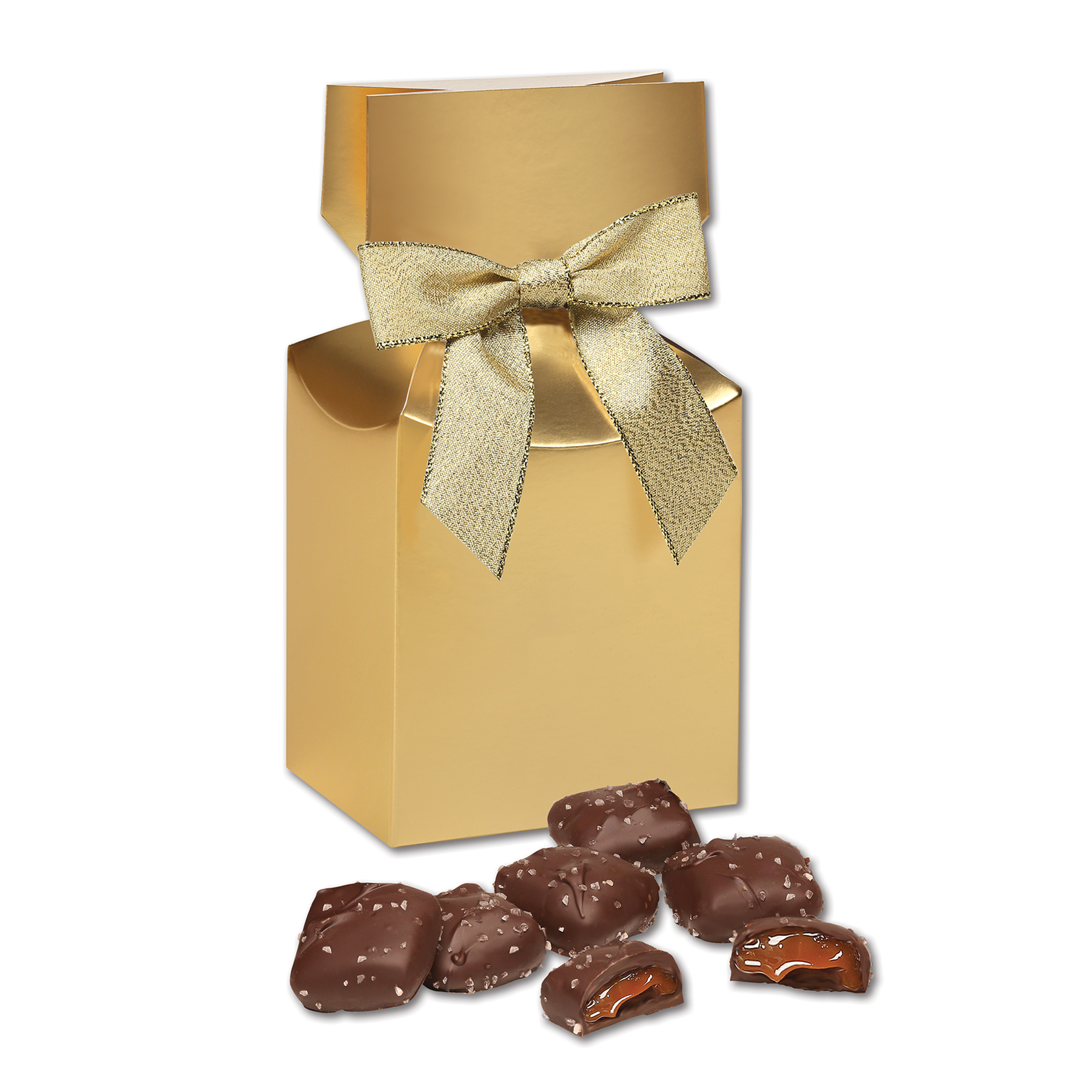 Chocolate Sea Salt Caramels in Gold Premium Delights Gift Box 2