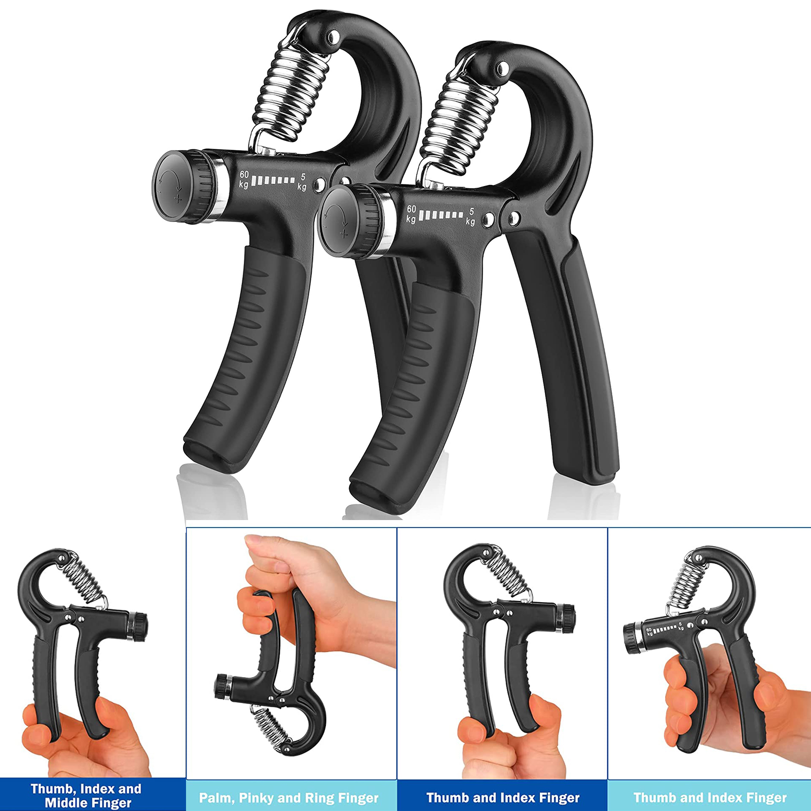  Hand Grip Exerciser Strengthener with Adjustable Resistance