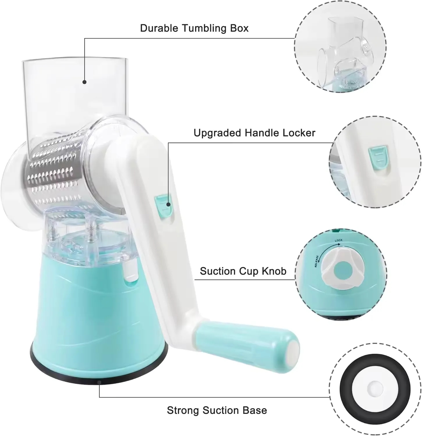 Manual Multifunction Vegetable Slicer W/ Drum Grater 4