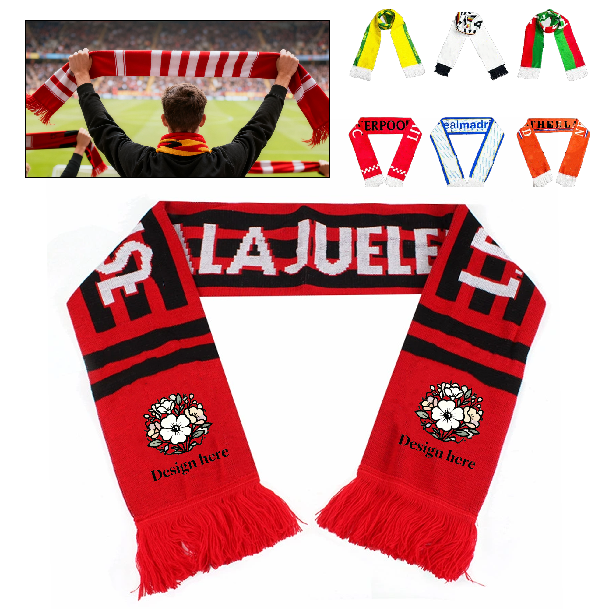 MOQ50 Stretch Plush Cheering Scarf for Sports Events 2