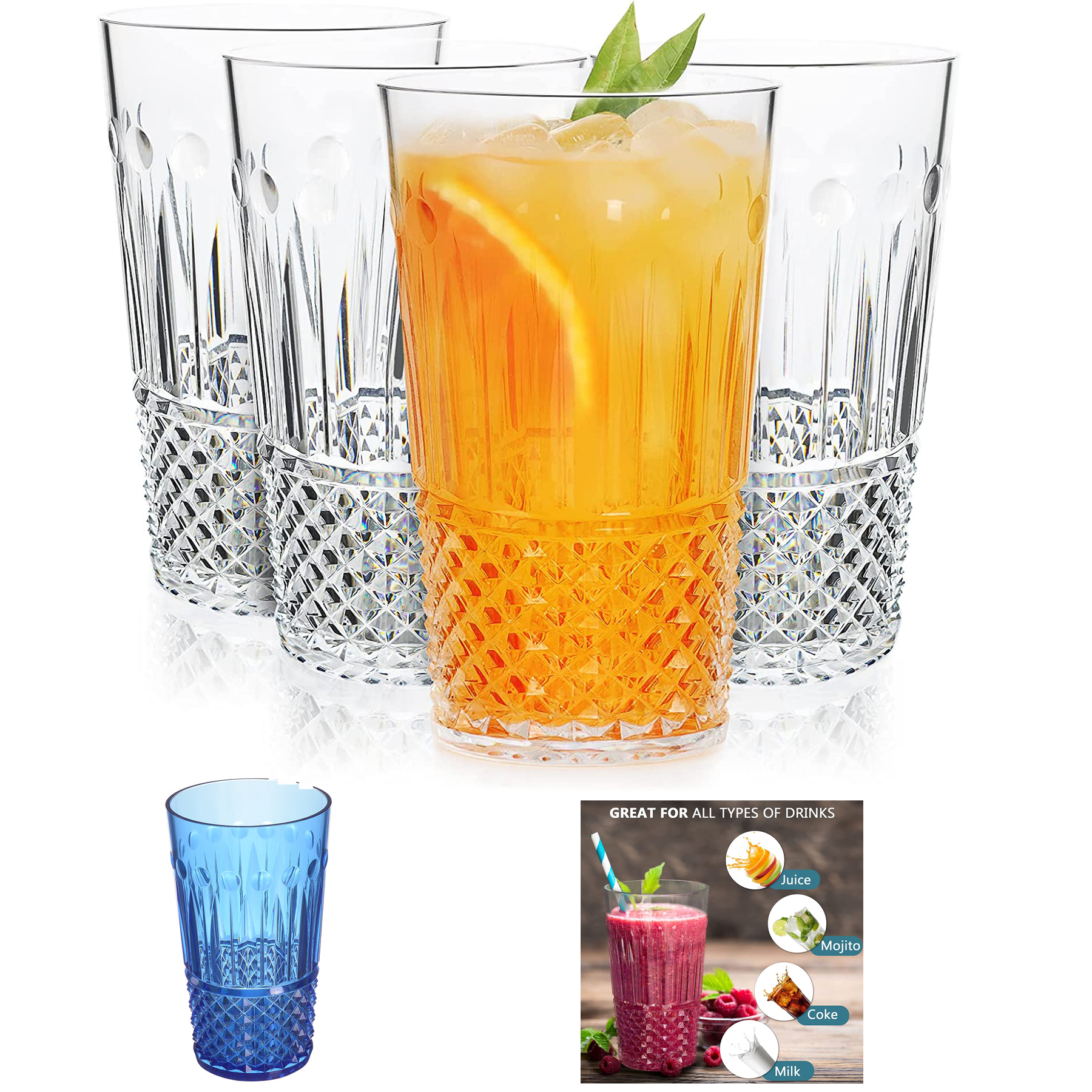 20 ounce Plastic Stackable Water Tumblers