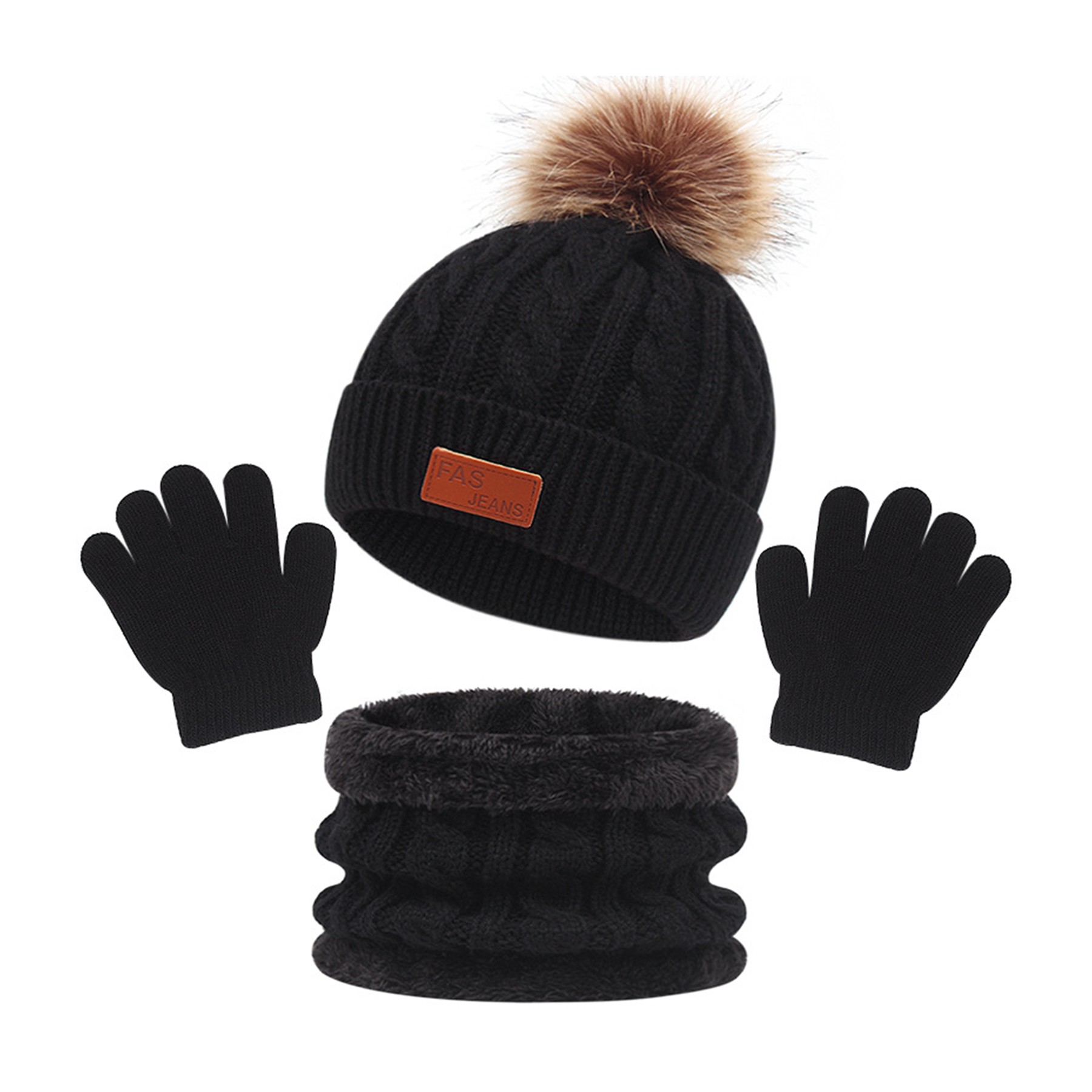 Winter Beanie Hat Scarf Gloves Set 13