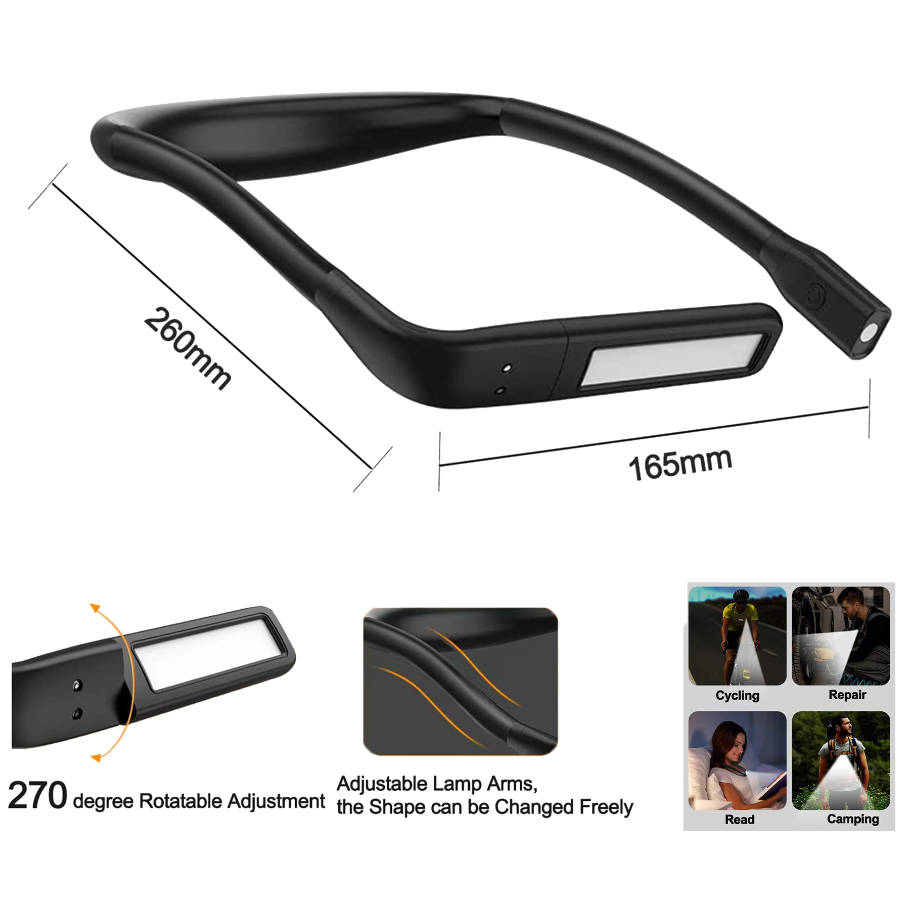 LED Reading Lamp Book, Neck Reading Light Rechargeable Lightweight and Flexible Book Lamp 2