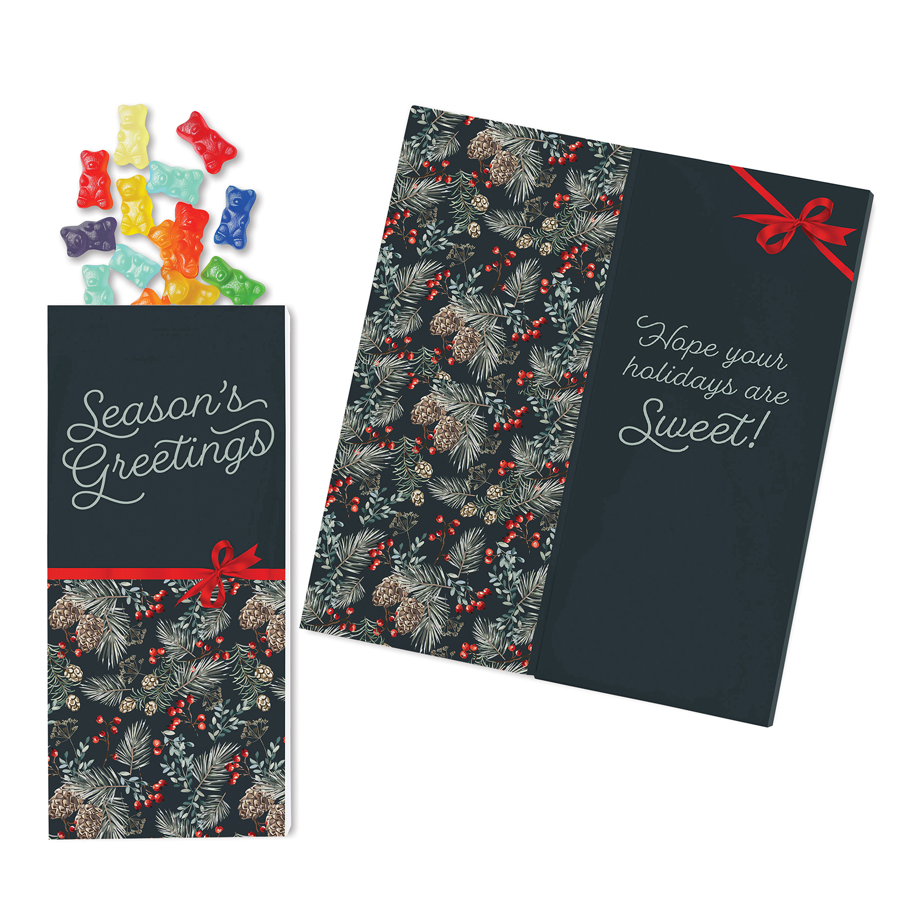 One Color Foil-Stamped Stock Pine Boughs & Berries Sweeter Cards with Albanese Gummi Bears 3