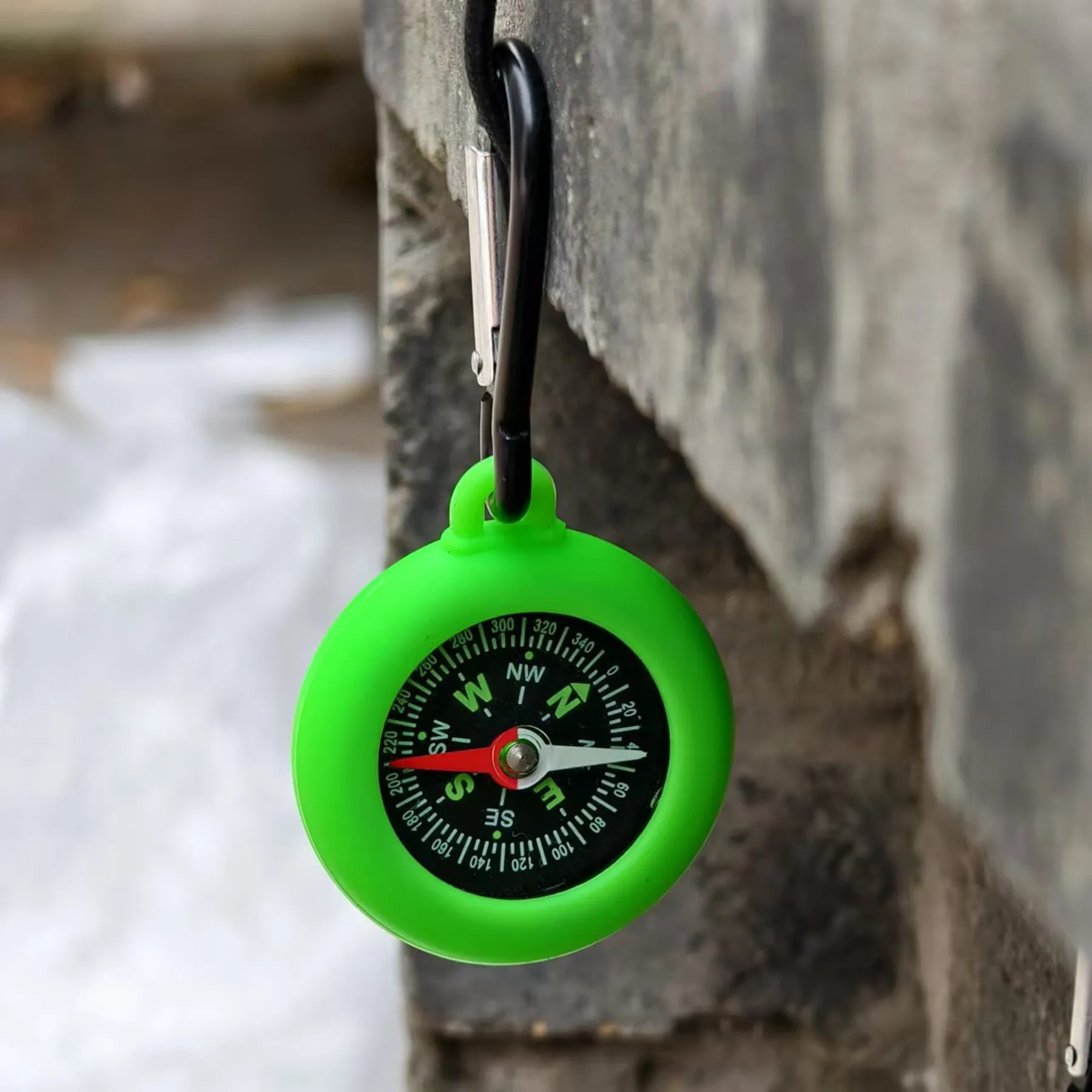 Pendant Silicone ABS Compass with Hanging Carabiner 13