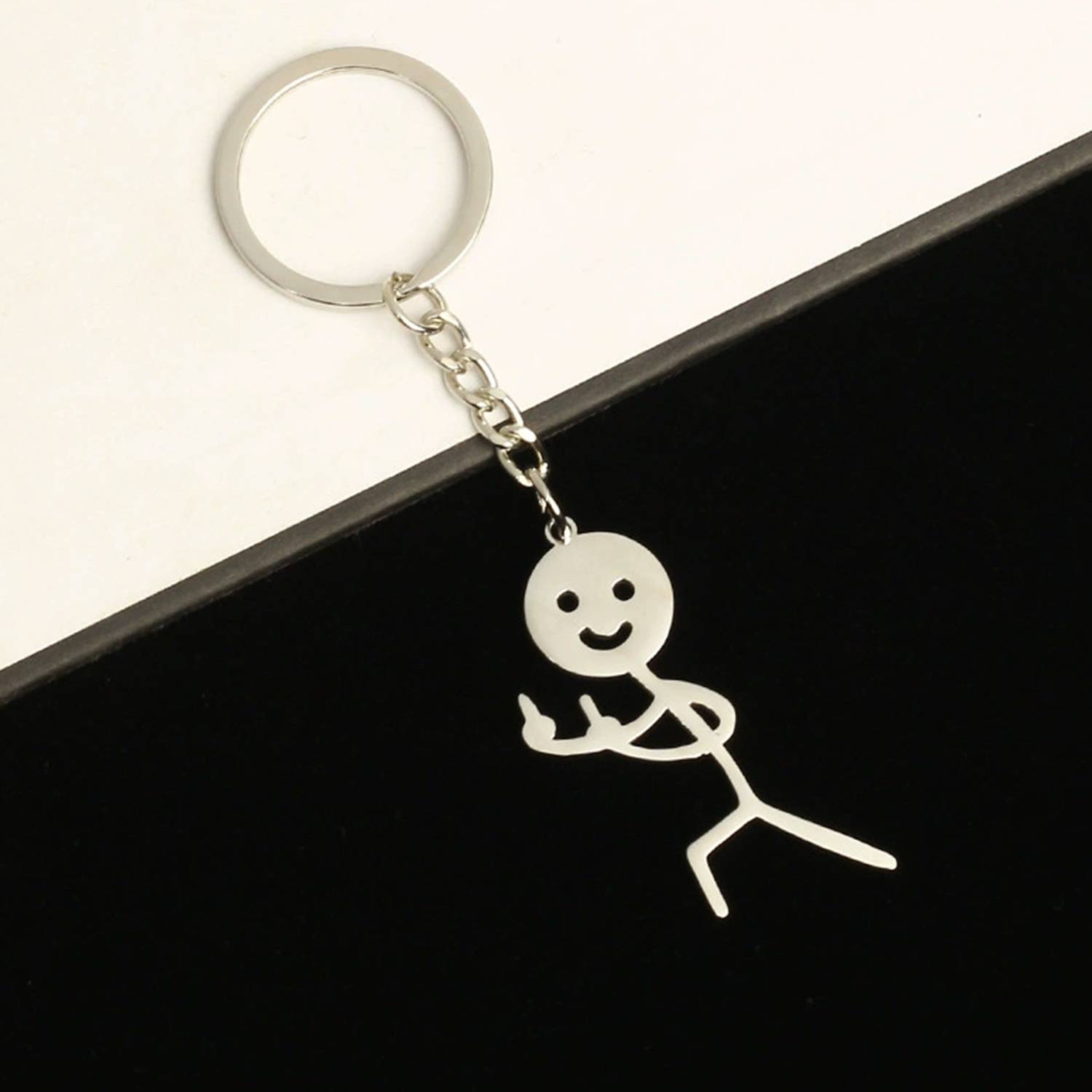 Stainless Steel Funny Doodle Match Man Key Chain 1