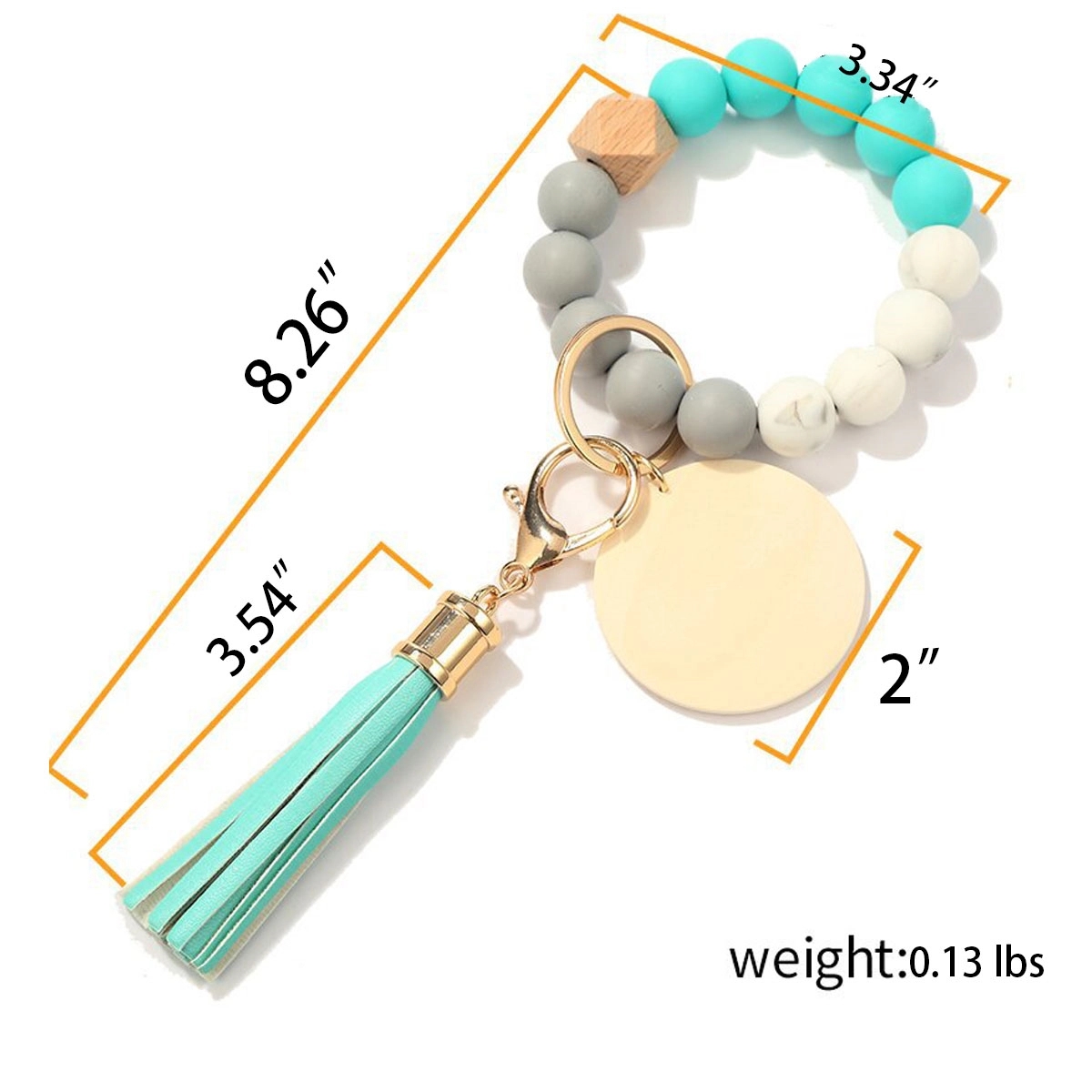 Tie Dye Rubber Bead Wood Bead Bracelet Keychain 5