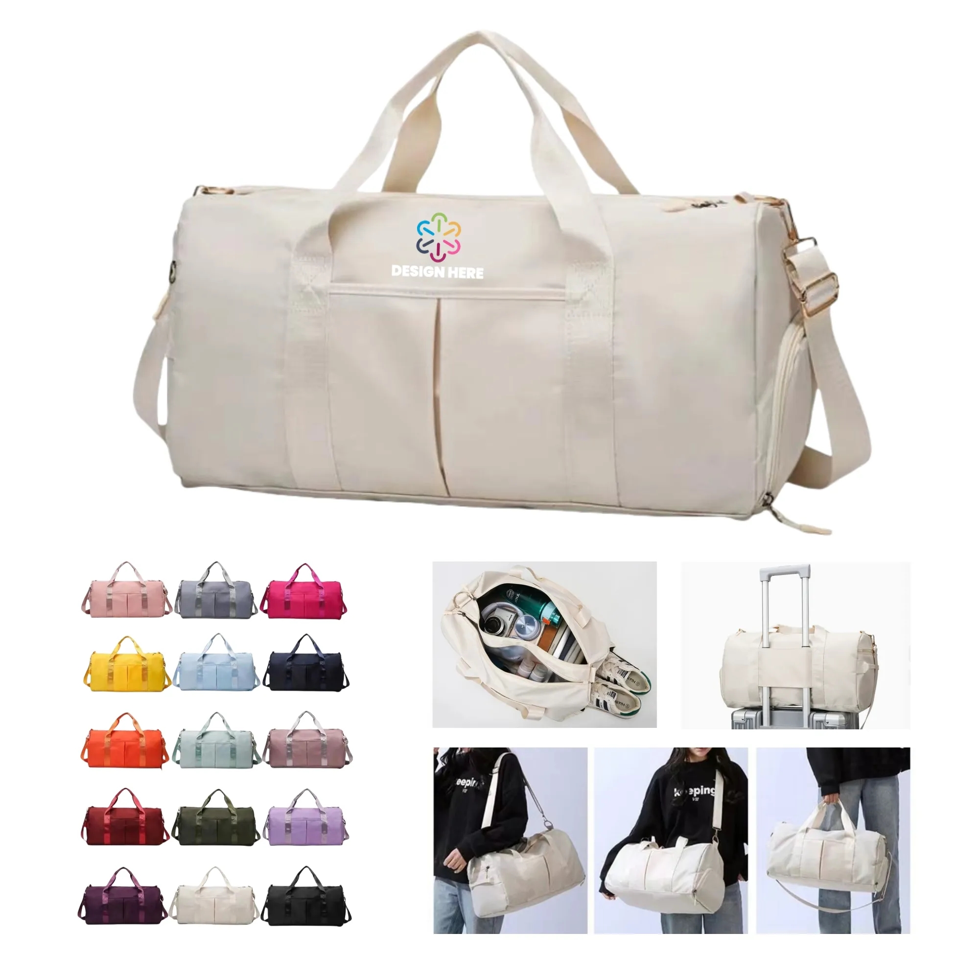 Polyester Duffle Travel Bag Full Color Large Capacity 8