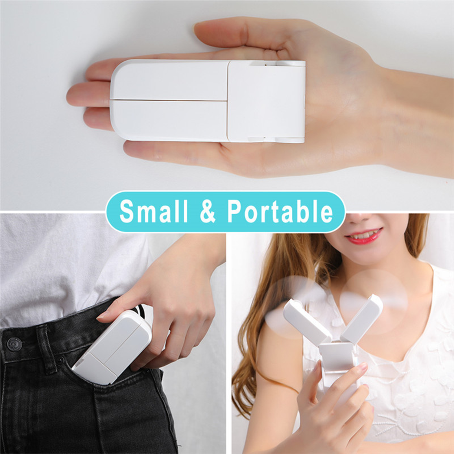 Mini Dual Head LED 2-in-1 Travel USB Power Bank Foldable Fan 1