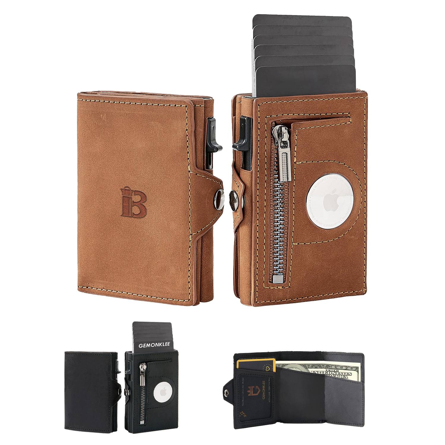Genuine leather Mens Wallet Tag Anti-theft Card Case 4