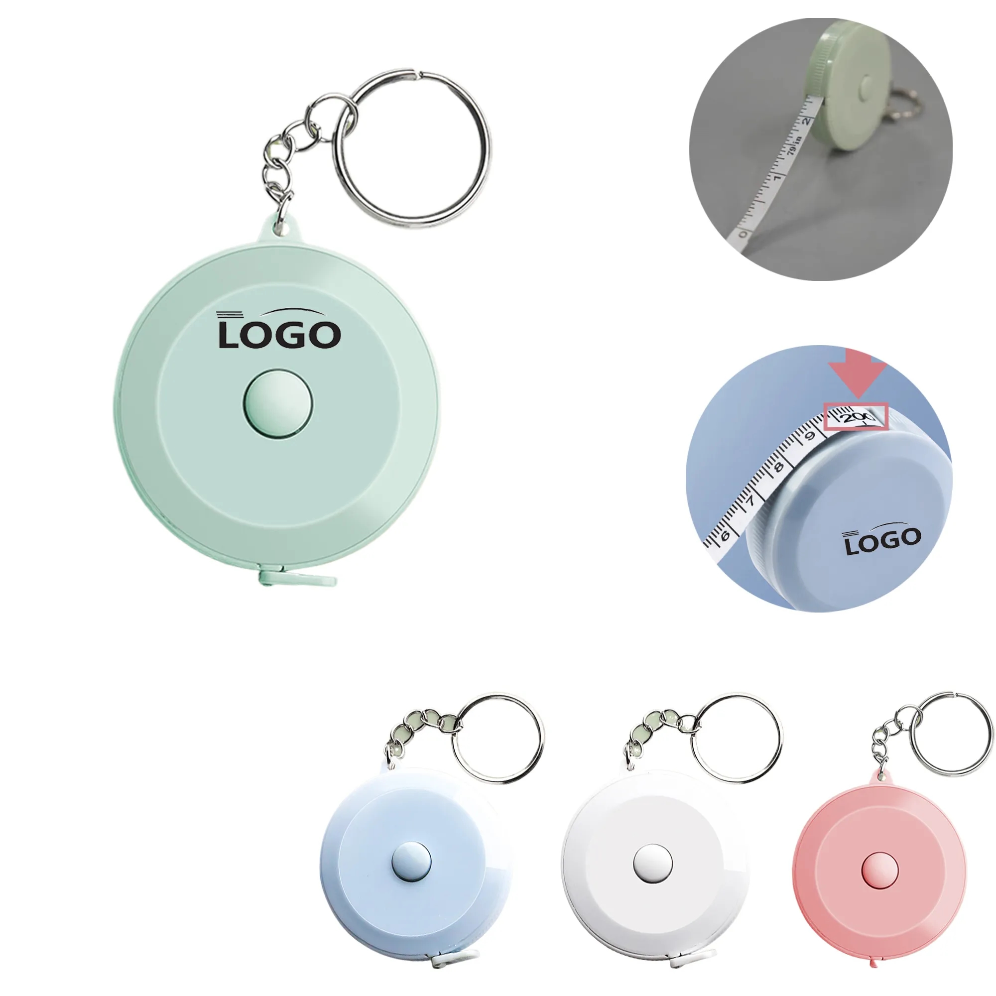 MOQ100 6.6ft Round PVC Keychain Tape Measure 1