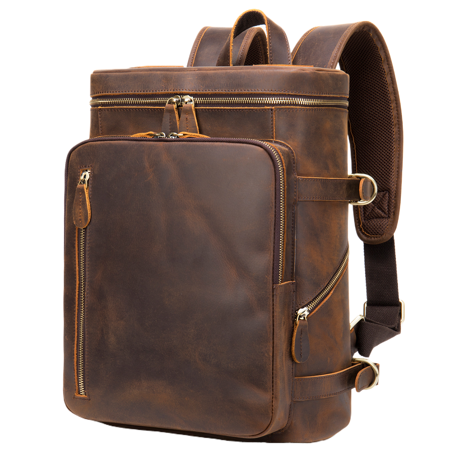 Men's retro Genginue leather backpack 4