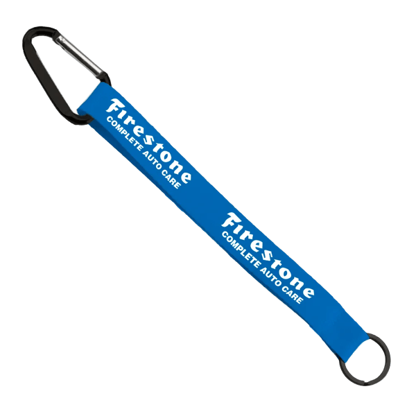 3/4" Sewn Polyester Keychain with Metal Split-Ring and Carabiner 133