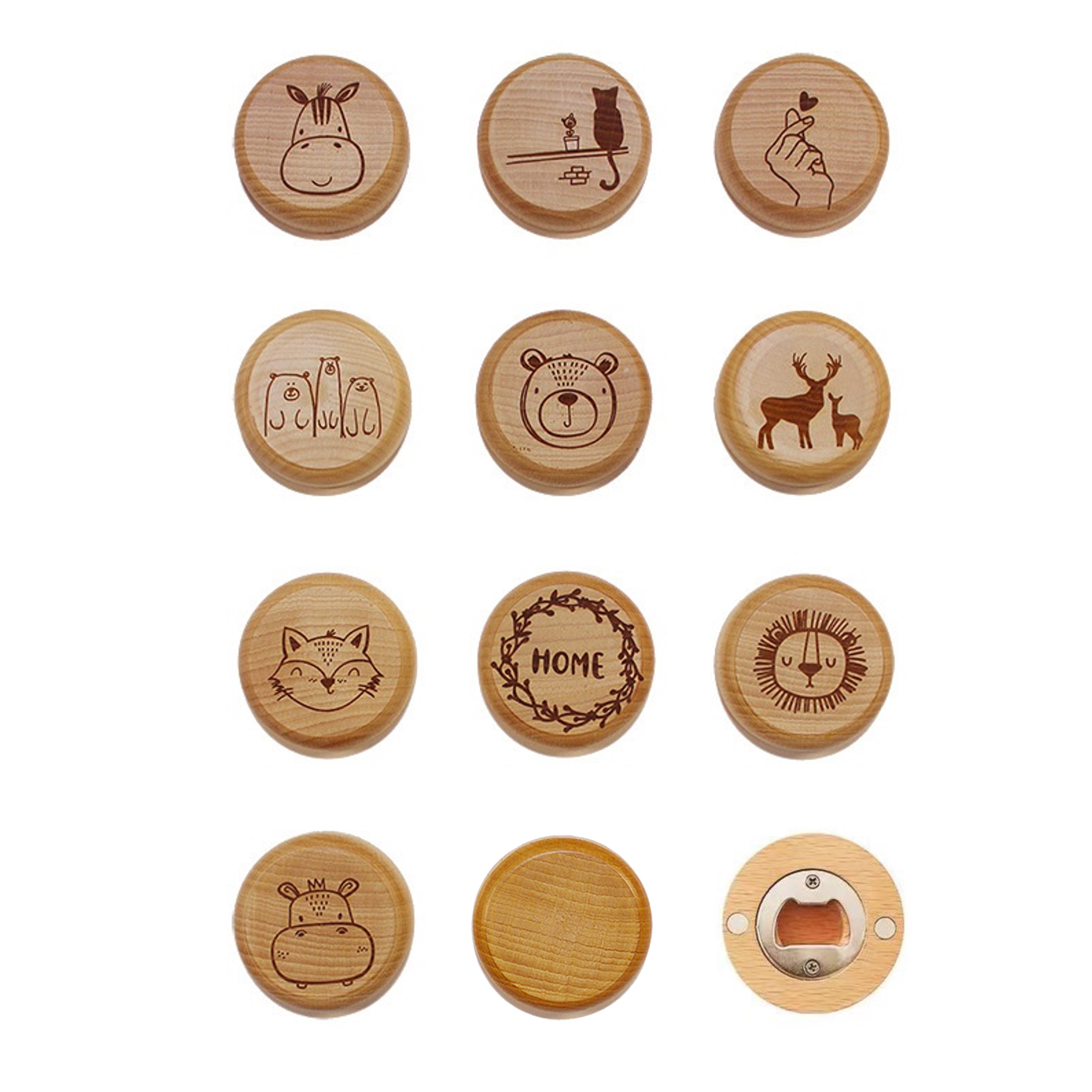 Round Wood Bottle Opener with Magnet (direct import) 2