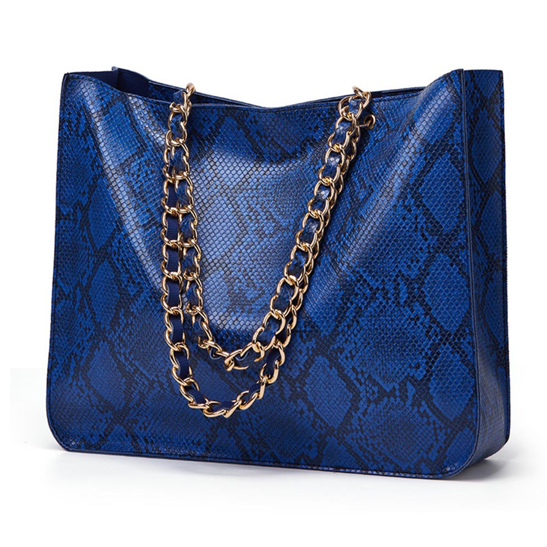 Women Snake Print Leather Tote Bag 3