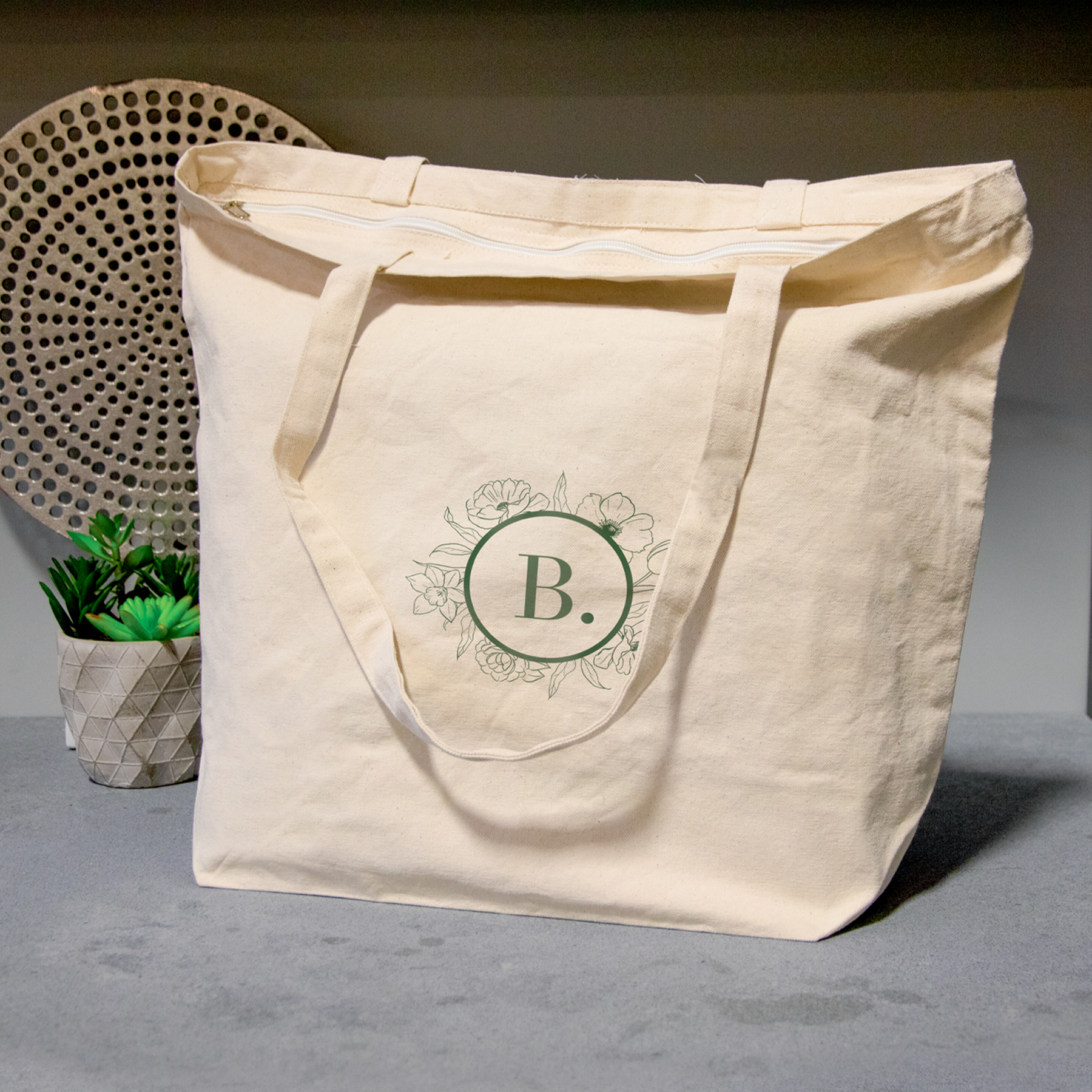 Vineu 10 oz Cotton Tote With Zipper 2