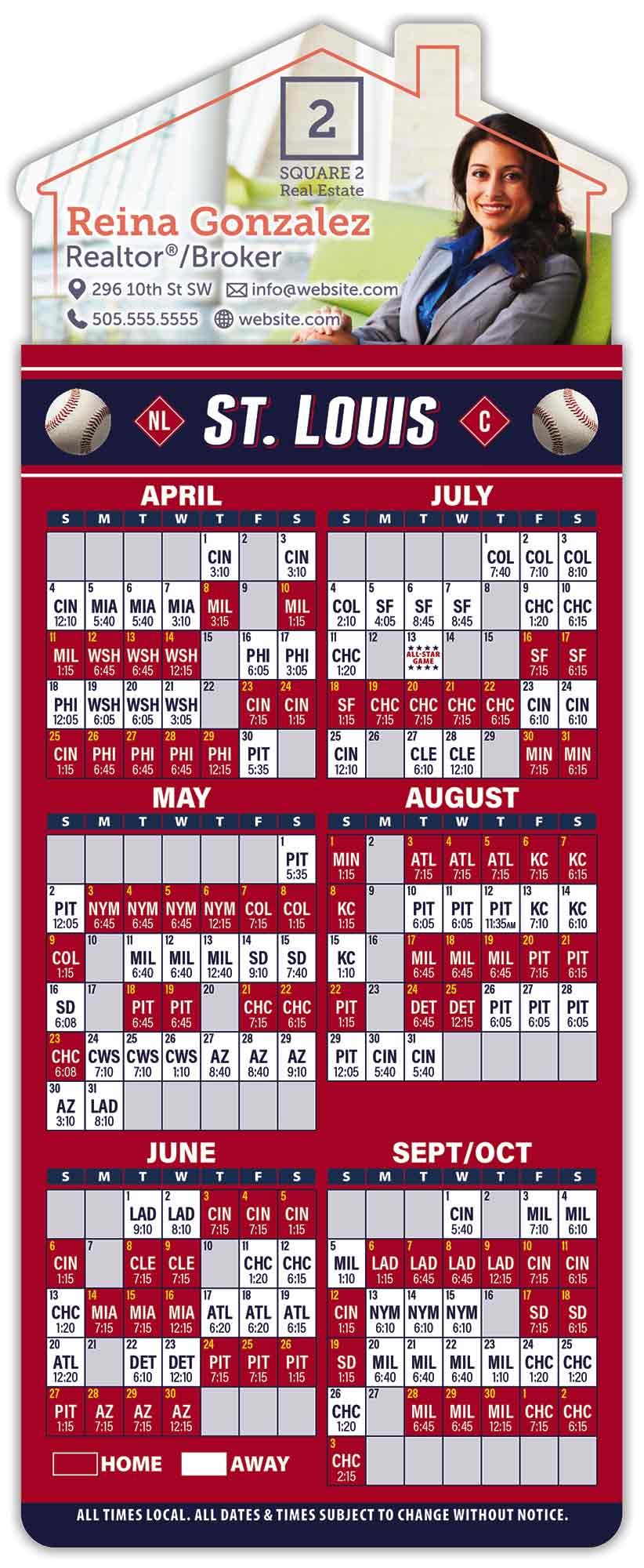 Magna-Card House Shape Magnet - Baseball Schedules (3.5 x 9) 1