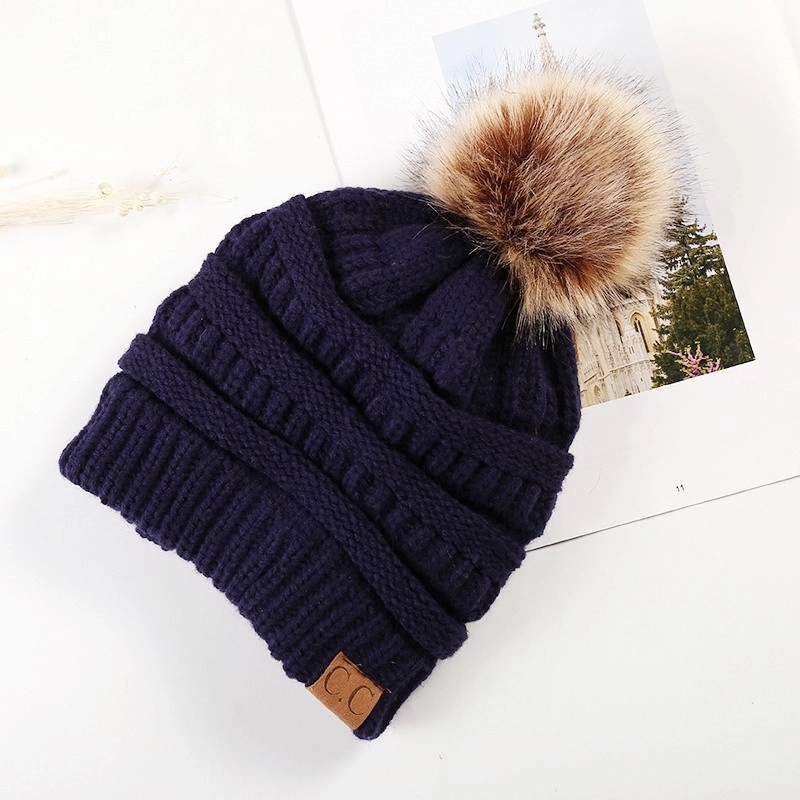 Solid Ribbed Beanie with Pom 3