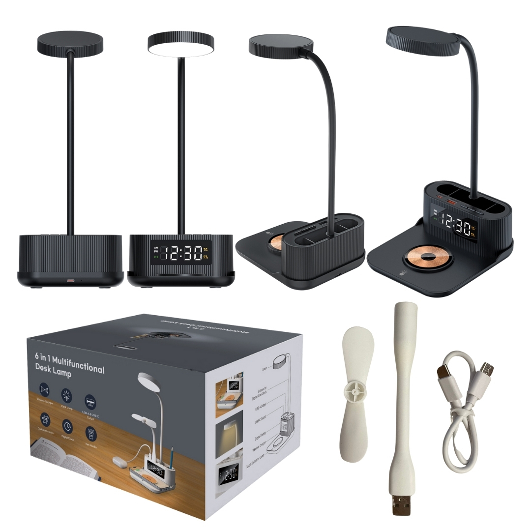 15W Wireless Charger Desk Lamp with Alarm Clock, Pen Holder, and USB/Type-C Output 11
