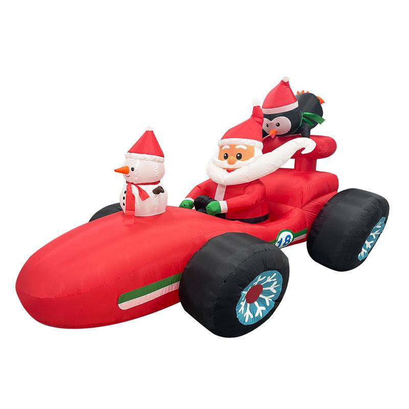 Christmas Inflatable Santa's Racecar with Penguins 1
