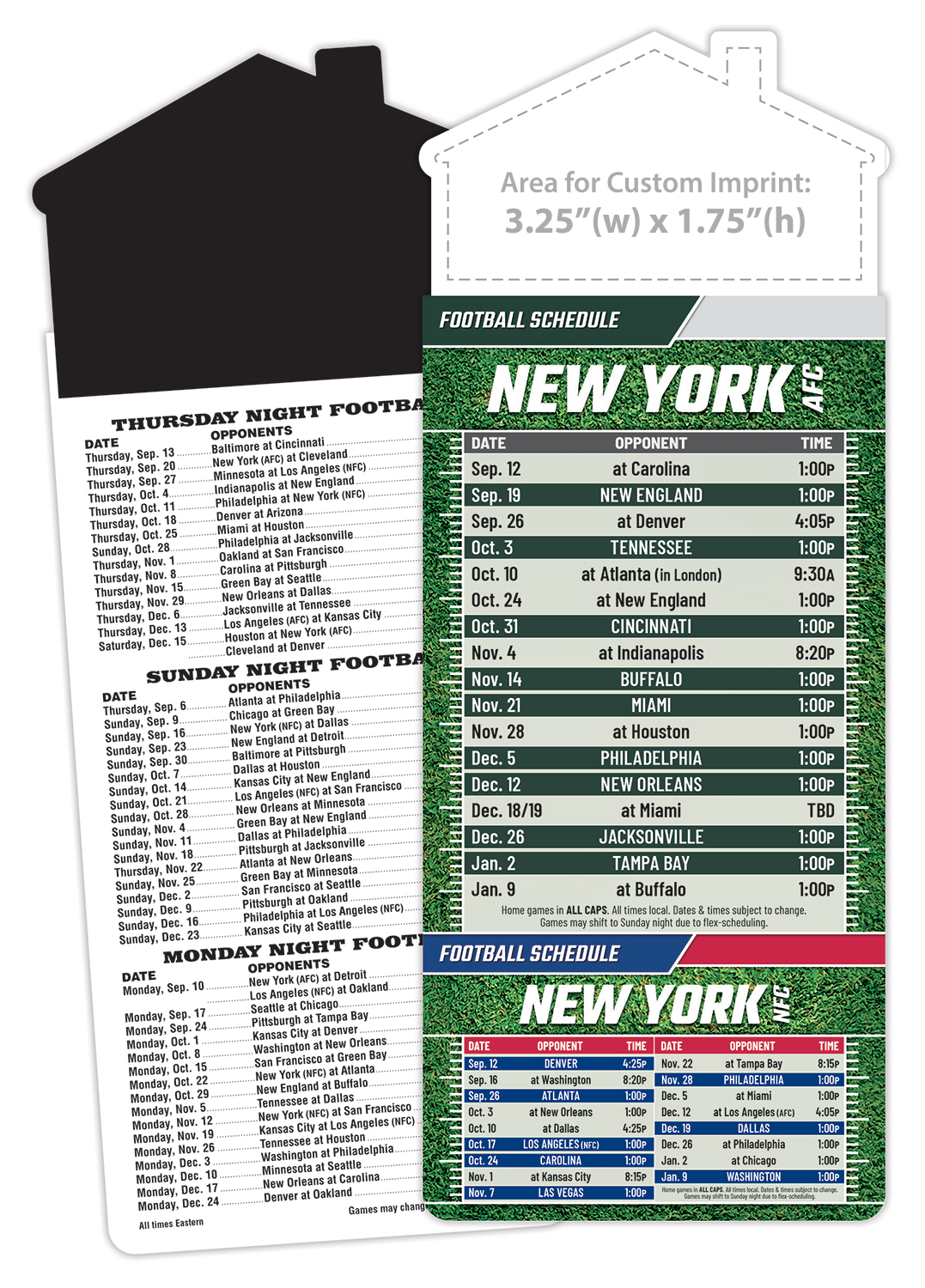 Magna-Card House Shape Magnet Football Schedules (3.5x9)