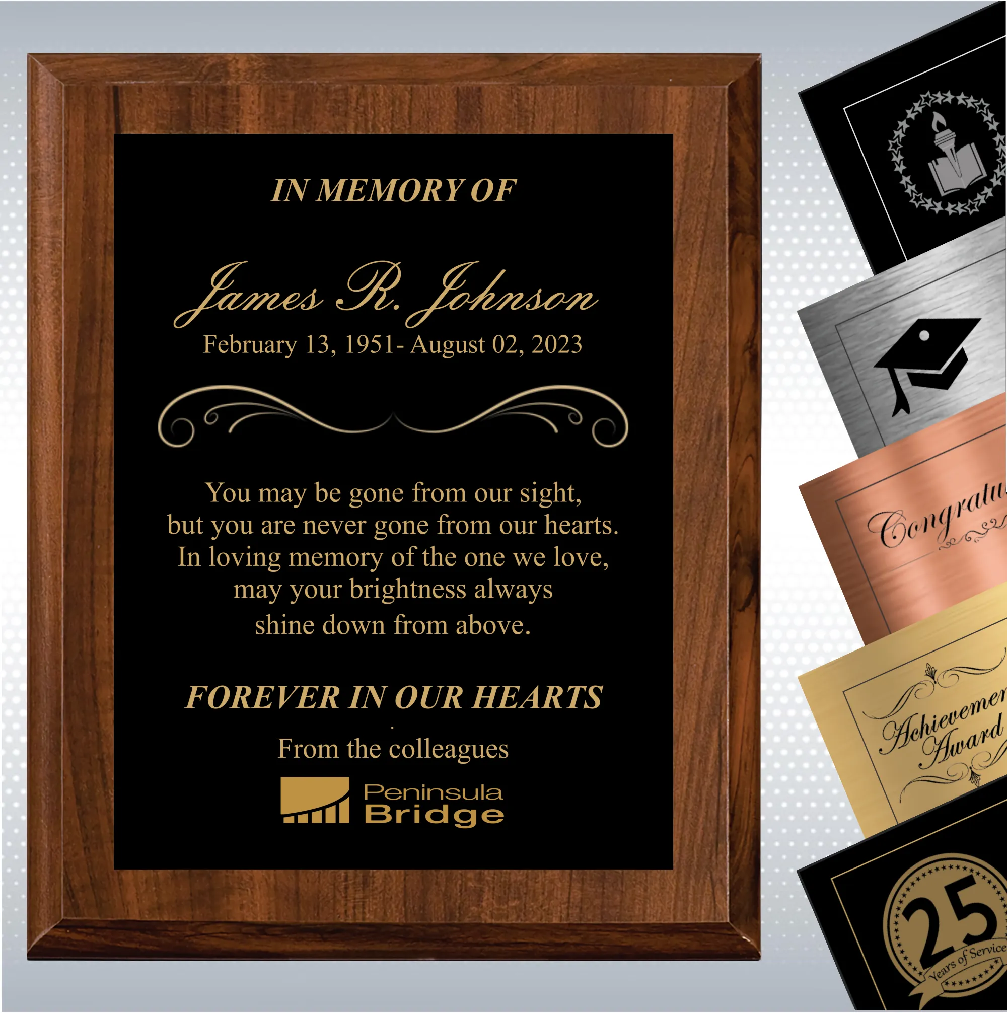 Cherry Finish Personalized Memorial Gift Aaward 14