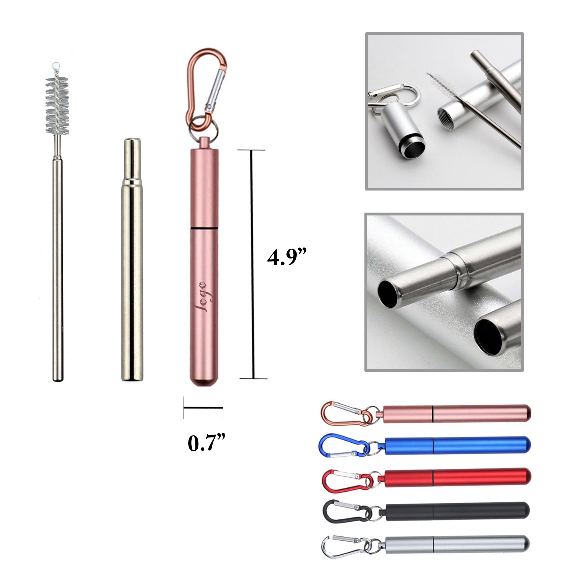 MOQ50 Collapsible Straw Set in Aluminum Case 6