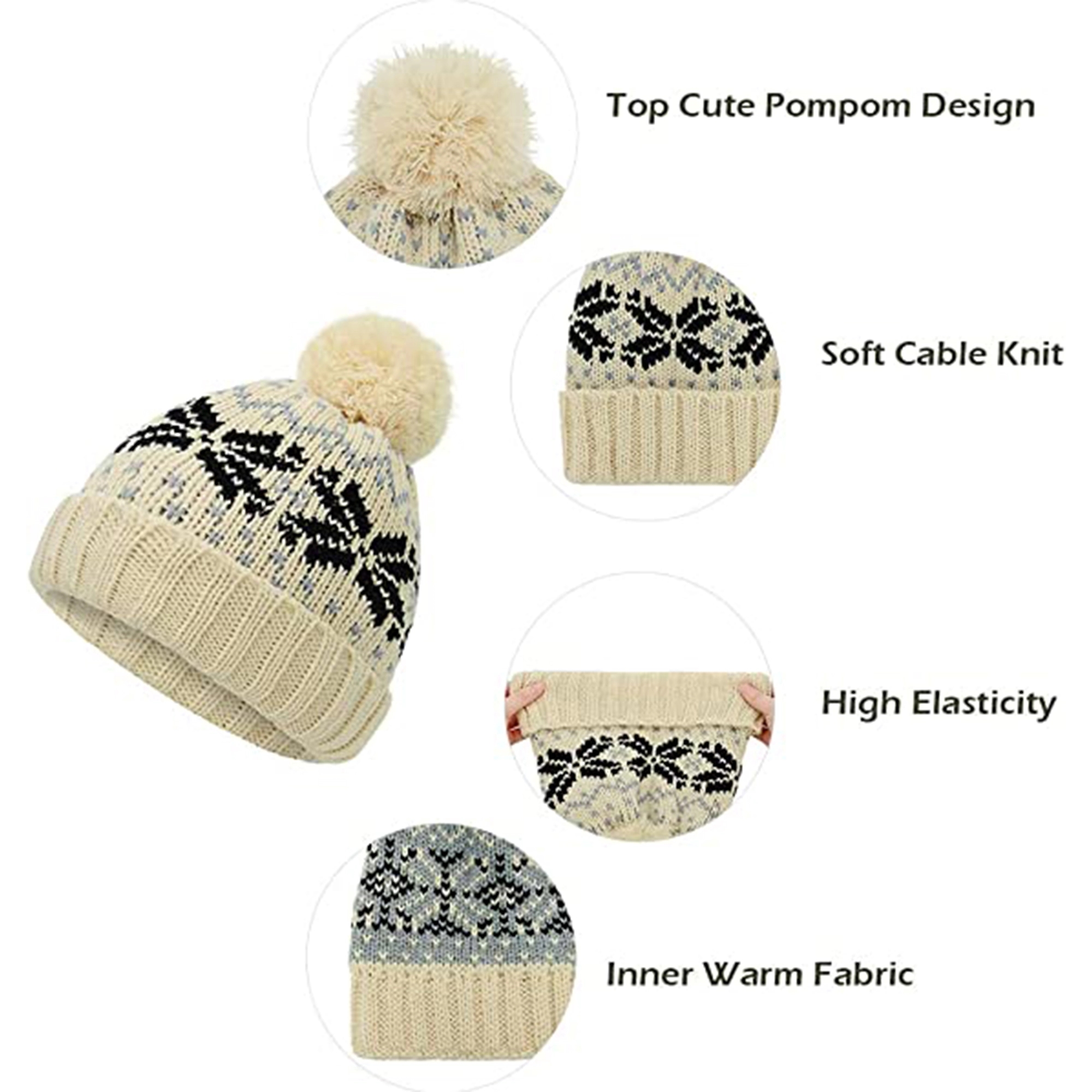 Pom Unisex Warm Cozy Knitted Cuffed Hat 4