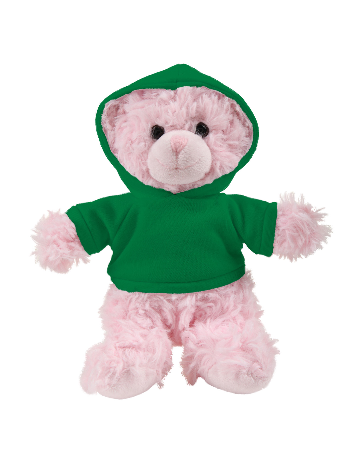 soft plush  Pink Curly Sitting Bear with hoodie 12