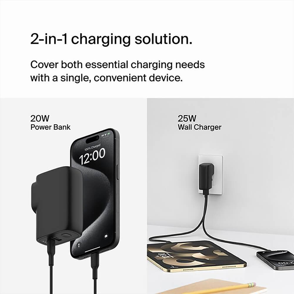 Belkin Hybrid Wall Charger 25W + Power Bank 5K 18