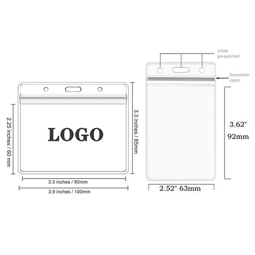 Plastic PVC Waterproof ID Card Name Badge Holder Clear 1