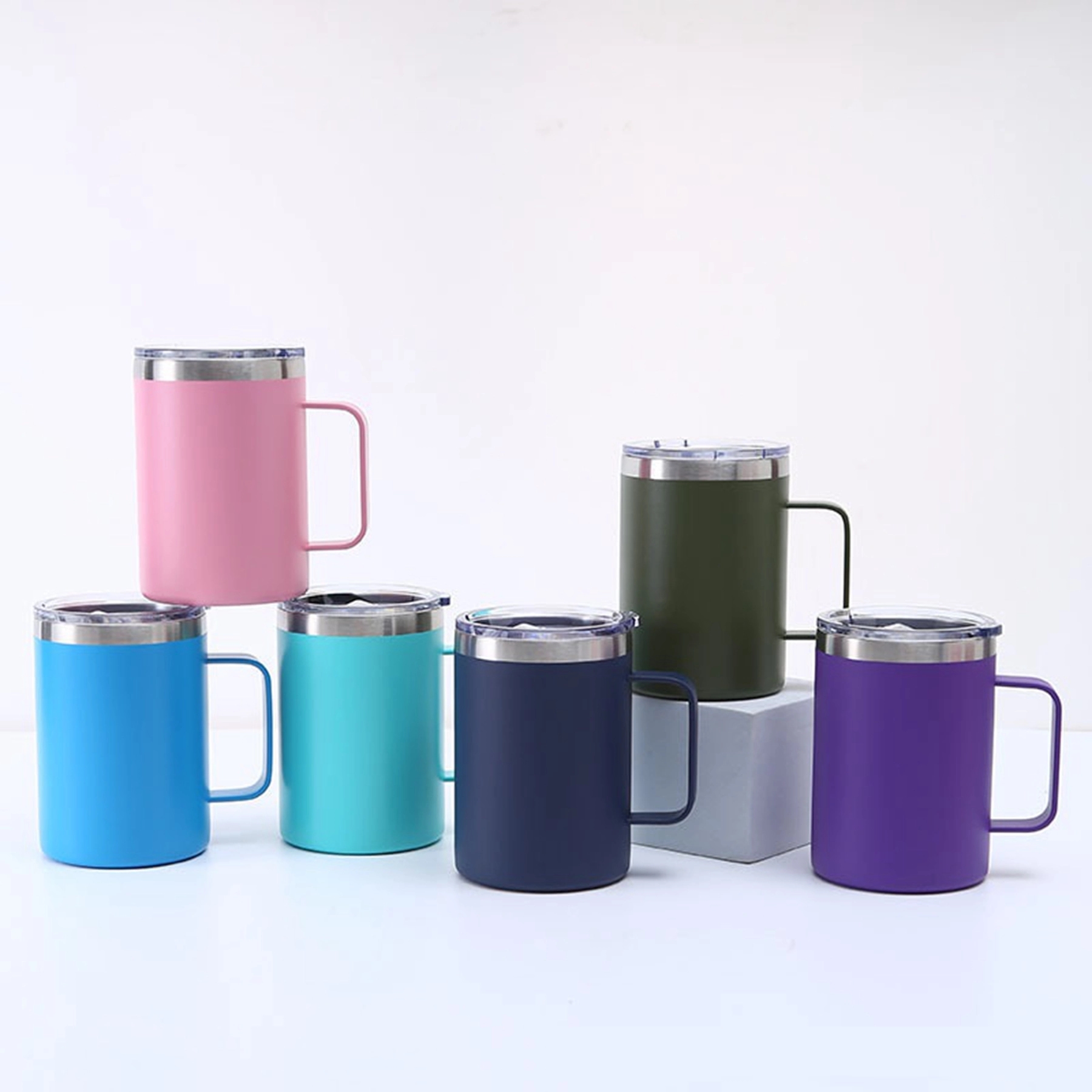 16 Oz. Vacuum Stainless Steel Coffee Mug with Handle & Lid 22