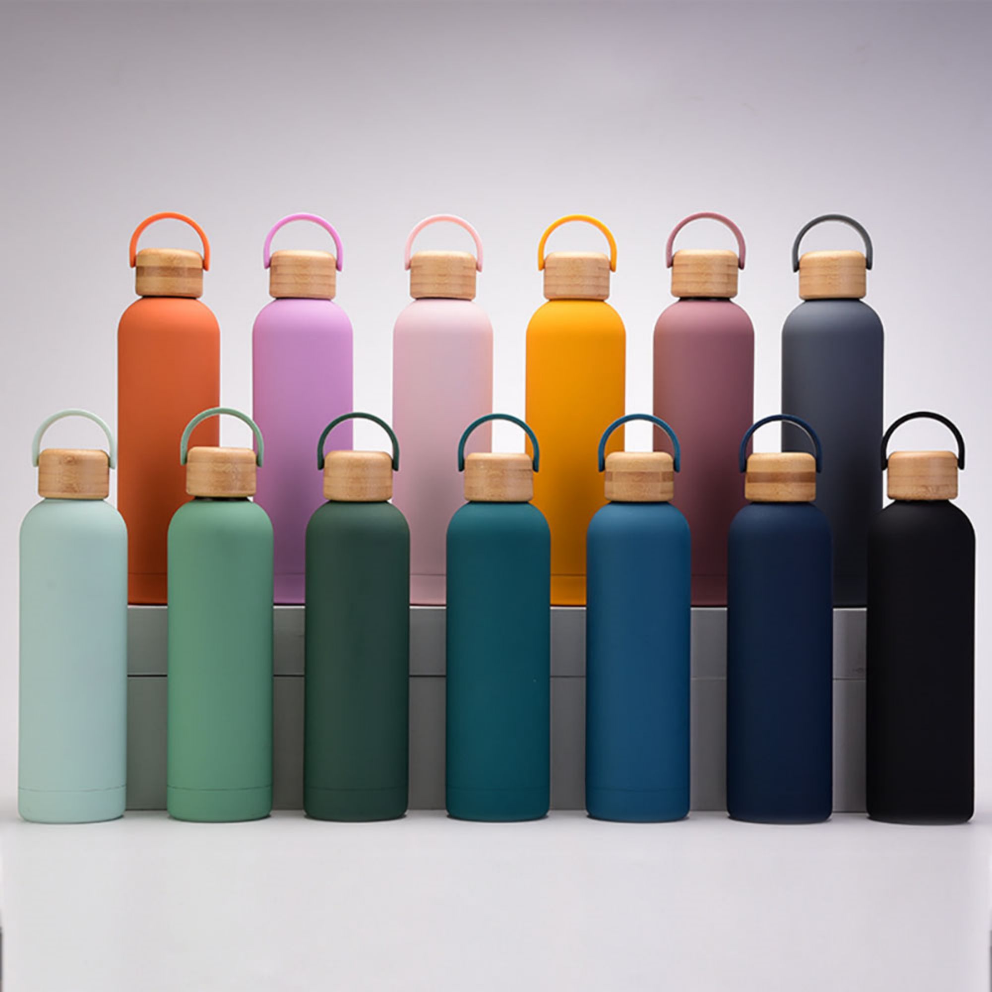 26 OZ Leak Proof Stainless Steel Water Bottles With Bamboo Lid, custom water bottle with logo imprint 2