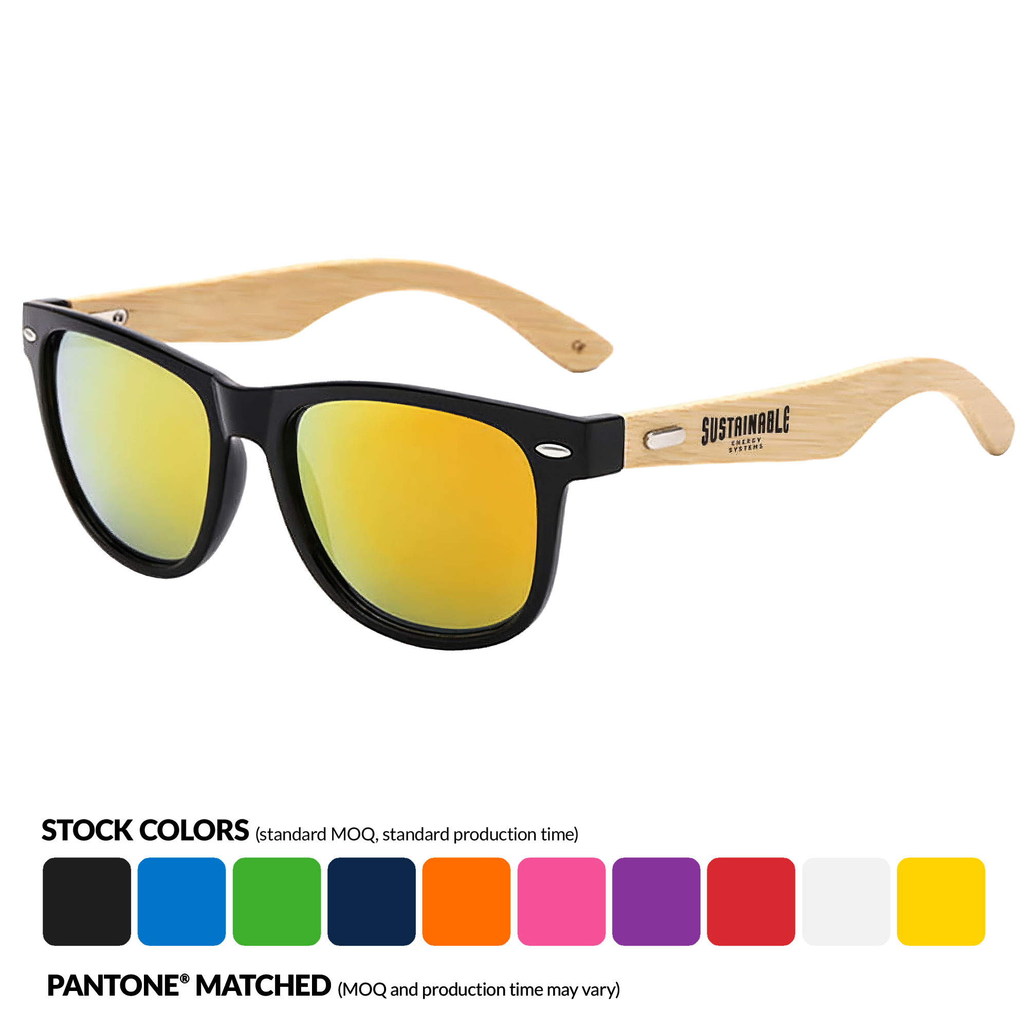 Retro Mirrored Lenses Bamboo Sunglasses 3