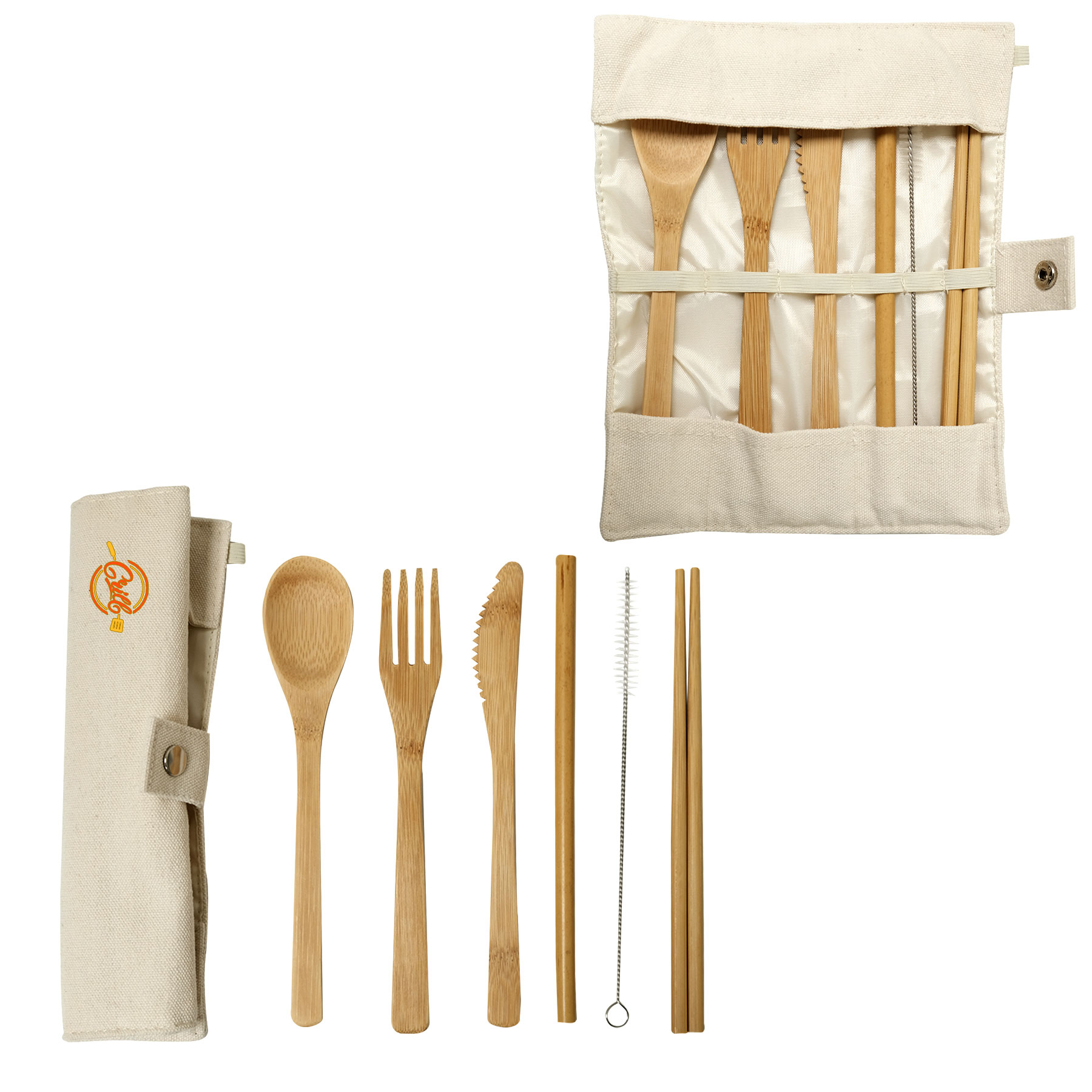 Green Bay Bamboo Utensils With Carry Pouch 2