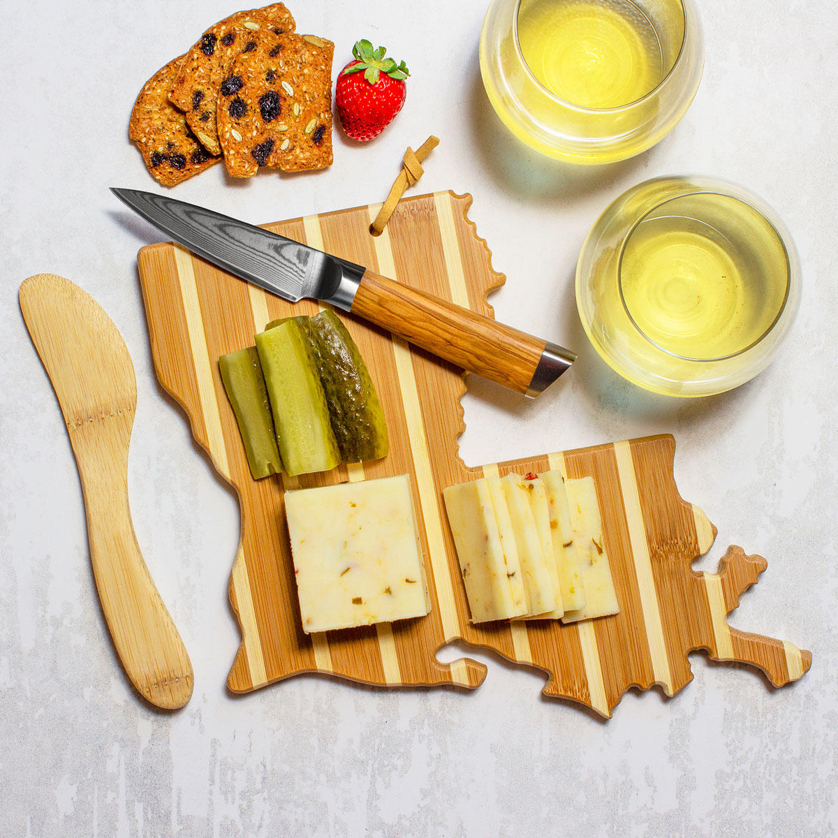 Louisiana Charcuterie Board with Spreader Knife Gift Set 3