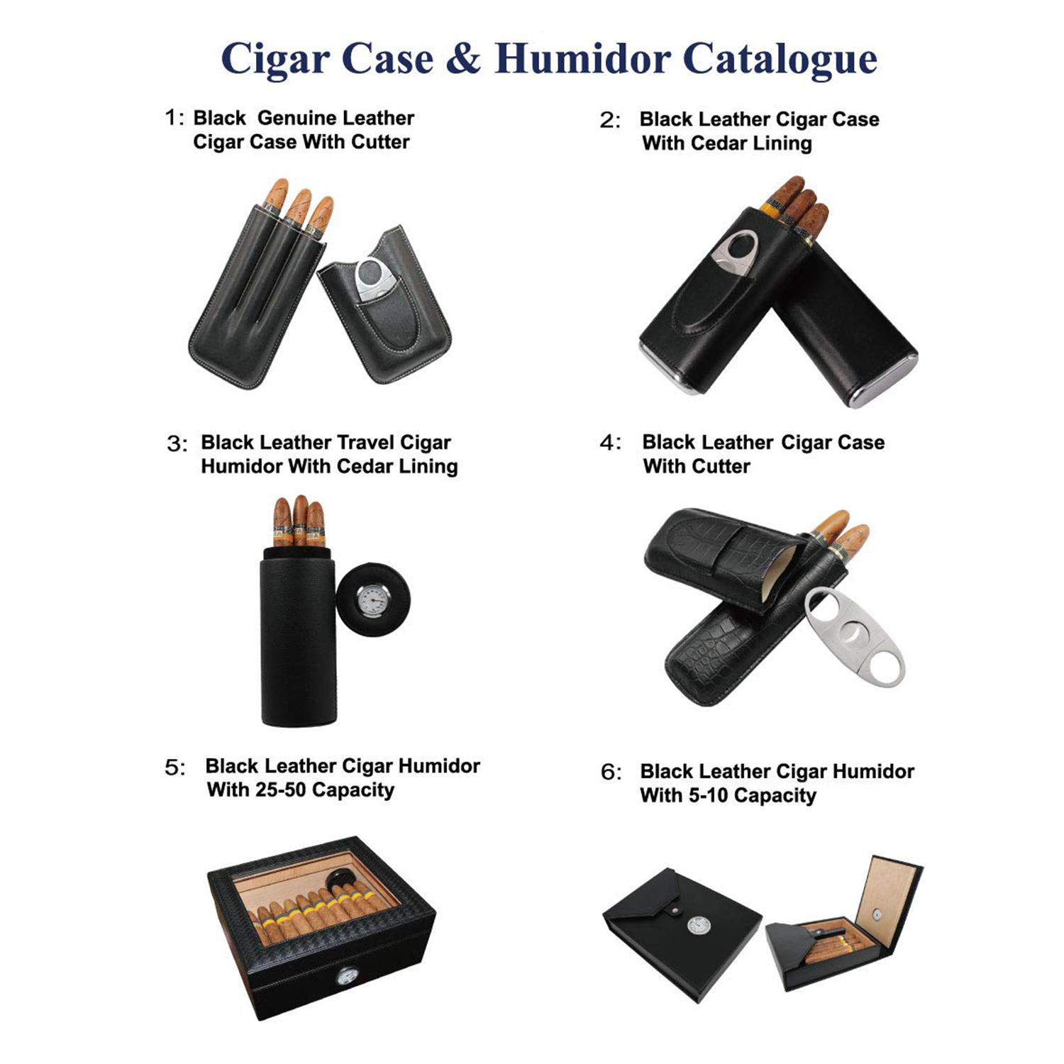 3 -Sticks Leather Cigar Travel Case With Cutter 2