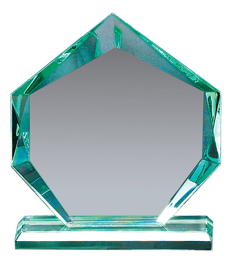 Jade Glass Hexagon Award With Base 3