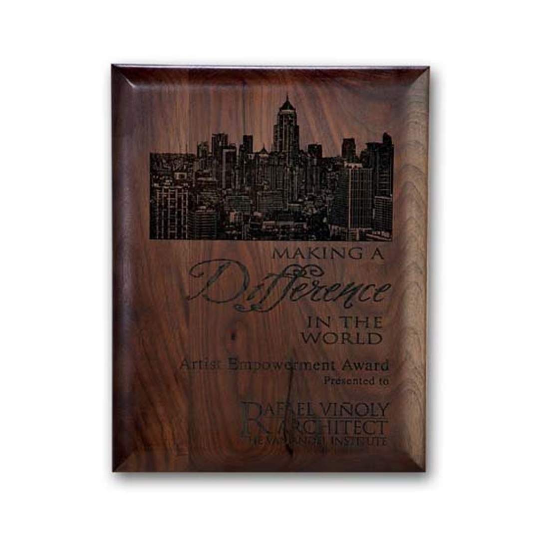 Laser Engraved Plaq - Walnut Rolled Edge 2