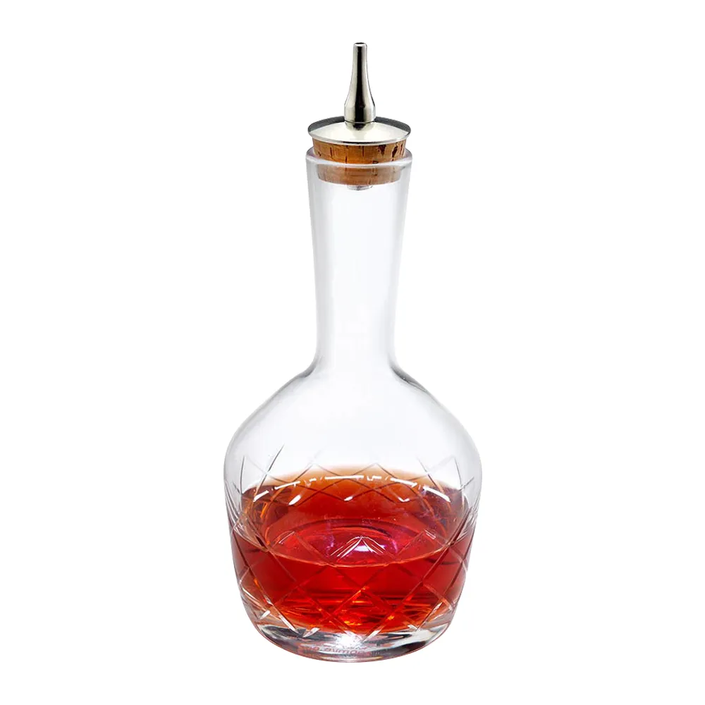 6.8oz. Glass Bitters Bottle Diamond Design 6