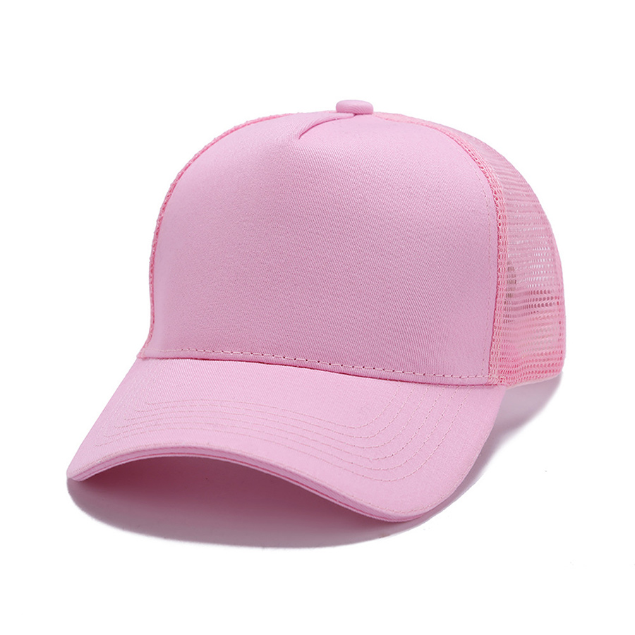 Stock Solid Color Cotton 5-Panel Trucker Cap 18