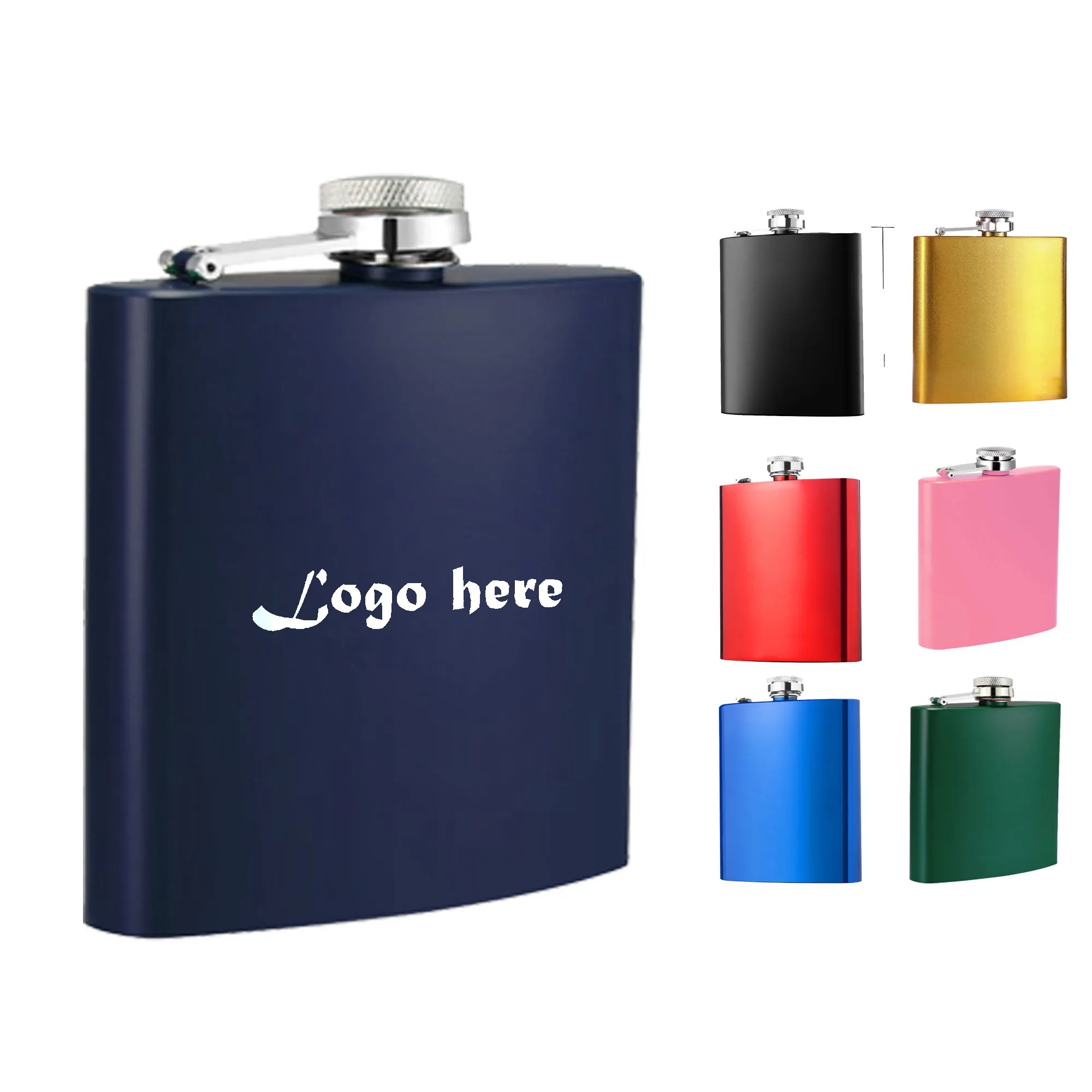 6oz Matt Stainless Steel Flasks, custom water bottle with logo imprint 2